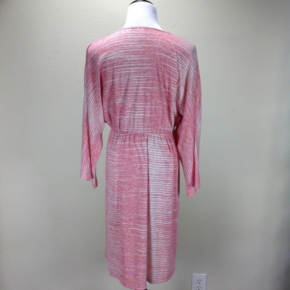 Natori Red & Cream V-Neck Empire Waist Dress - Picture 3 of 8